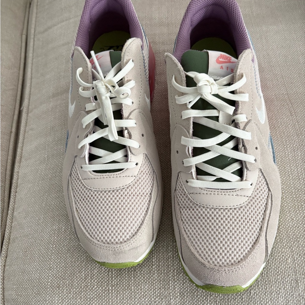 Nike Women's Sneakers - Cream, Purple, and Green